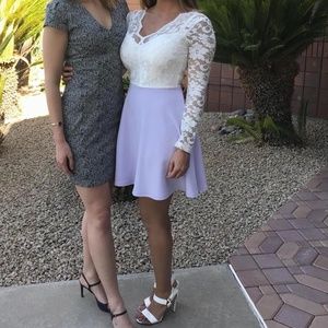 Lilac Dress with White Laced Floral Top